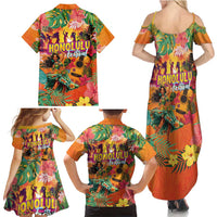 Hawaiian Honolulu Festival Family Matching Summer Maxi Dress and Hawaiian Shirt Hawaiian Identity - Hula Dancer and Ukulele Tropical Plants Style LT03 - Polynesian Pride