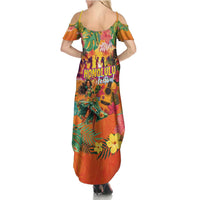 Hawaiian Honolulu Festival Family Matching Summer Maxi Dress and Hawaiian Shirt Hawaiian Identity - Hula Dancer and Ukulele Tropical Plants Style LT03 - Polynesian Pride