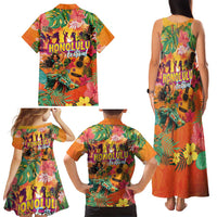Hawaiian Honolulu Festival Family Matching Tank Maxi Dress and Hawaiian Shirt Hawaiian Identity - Hula Dancer and Ukulele Tropical Plants Style LT03 - Polynesian Pride