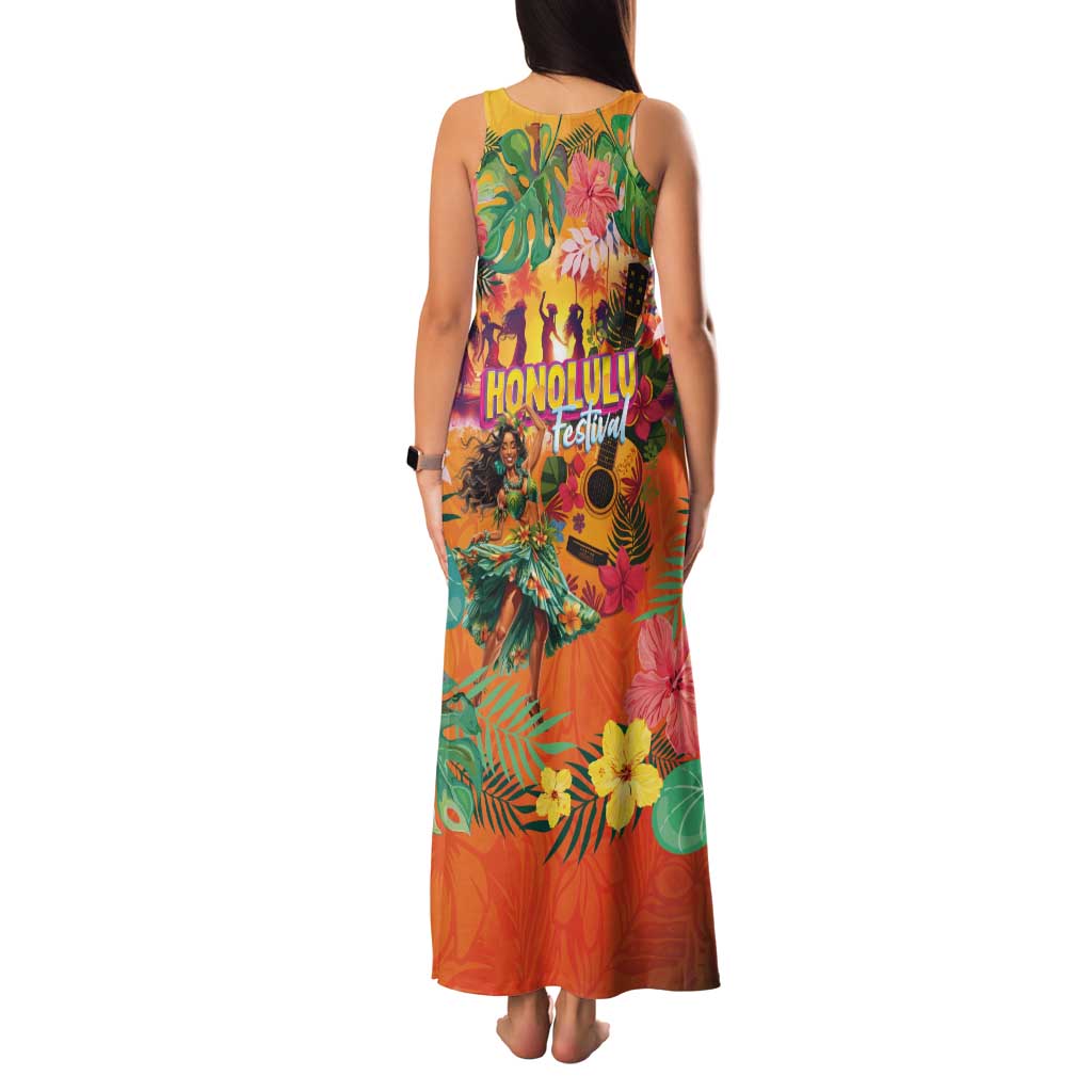 Hawaiian Honolulu Festival Family Matching Tank Maxi Dress and Hawaiian Shirt Hawaiian Identity - Hula Dancer and Ukulele Tropical Plants Style LT03 - Polynesian Pride