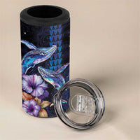 Hawaiian Whales Love Couple 4 in 1 Can Cooler Tumbler Hibiscus and Kakau Art Tattoo Night Sky Vibe LT03 - Polynesian Pride