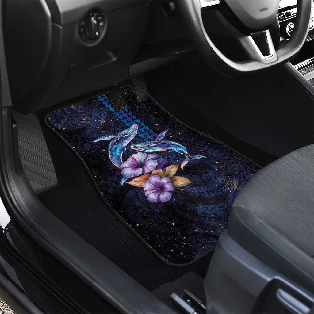Hawaiian Whales Love Couple Car Mats Hibiscus and Kakau Art Tattoo Night Sky Vibe LT03 - Polynesian Pride