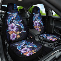 Hawaiian Whales Love Couple Car Seat Cover Hibiscus and Kakau Art Tattoo Night Sky Vibe LT03 One Size Navy - Polynesian Pride