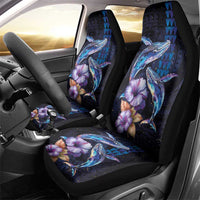 Hawaiian Whales Love Couple Car Seat Cover Hibiscus and Kakau Art Tattoo Night Sky Vibe LT03 - Polynesian Pride