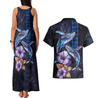 Hawaiian Whales Love Couple Couples Matching Tank Maxi Dress and Hawaiian Shirt Hibiscus and Kakau Art Tattoo Night Sky Vibe LT03 - Polynesian Pride