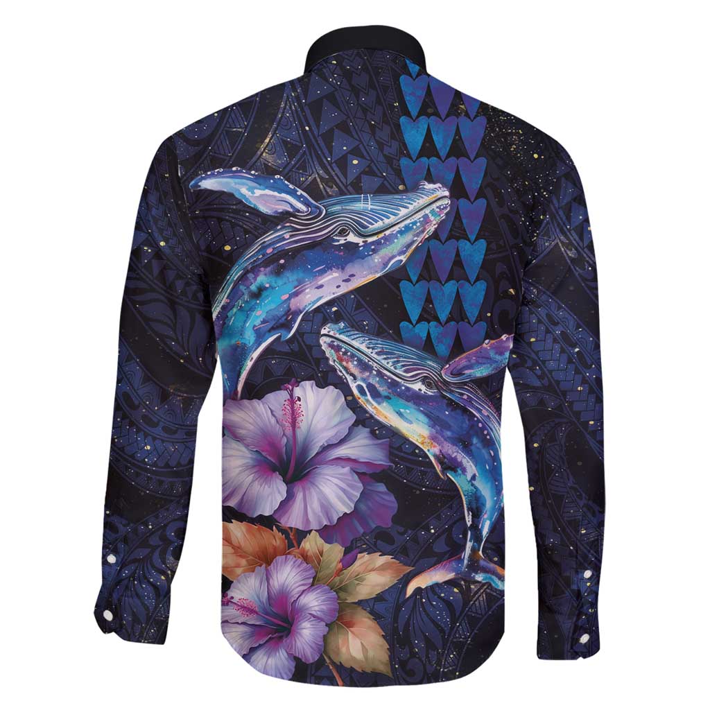 Hawaiian Whales Love Couple Family Matching Puletasi and Hawaiian Shirt Hibiscus and Kakau Art Tattoo Night Sky Vibe LT03 - Polynesian Pride