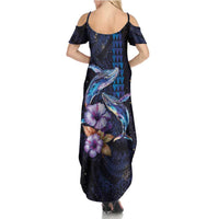 Hawaiian Whales Love Couple Family Matching Summer Maxi Dress and Hawaiian Shirt Hibiscus and Kakau Art Tattoo Night Sky Vibe LT03 - Polynesian Pride