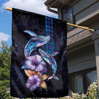 Hawaiian Whales Love Couple Garden Flag Hibiscus and Kakau Art Tattoo Night Sky Vibe LT03 - Polynesian Pride