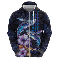 Hawaiian Whales Love Couple Hoodie Hibiscus and Kakau Art Tattoo Night Sky Vibe LT03 - Polynesian Pride