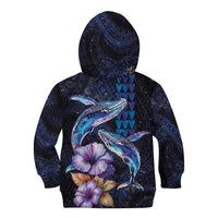 Hawaiian Whales Love Couple Kid Hoodie Hibiscus and Kakau Art Tattoo Night Sky Vibe LT03 - Polynesian Pride