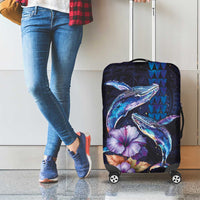 Hawaiian Whales Love Couple Luggage Cover Hibiscus and Kakau Art Tattoo Night Sky Vibe LT03 - Polynesian Pride