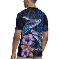 Hawaiian Whales Love Couple Rugby Jersey Hibiscus and Kakau Art Tattoo Night Sky Vibe LT03 - Polynesian Pride