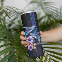 Hawaiian Whales Love Couple Skinny Tumbler Hibiscus and Kakau Art Tattoo Night Sky Vibe LT03 - Polynesian Pride