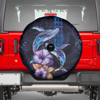 Hawaiian Whales Love Couple Spare Tire Cover Hibiscus and Kakau Art Tattoo Night Sky Vibe LT03 - Polynesian Pride