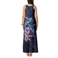 Hawaiian Whales Love Couple Tank Maxi Dress Hibiscus and Kakau Art Tattoo Night Sky Vibe LT03 - Polynesian Pride