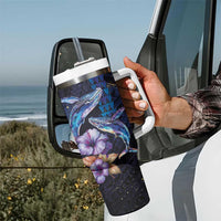 Hawaiian Whales Love Couple Tumbler With Handle Hibiscus and Kakau Art Tattoo Night Sky Vibe LT03 - Polynesian Pride