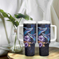 Hawaiian Whales Love Couple Tumbler With Handle Hibiscus and Kakau Art Tattoo Night Sky Vibe LT03 - Polynesian Pride