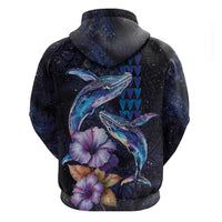 Hawaiian Whales Love Couple Zip Hoodie Hibiscus and Kakau Art Tattoo Night Sky Vibe LT03 - Polynesian Pride
