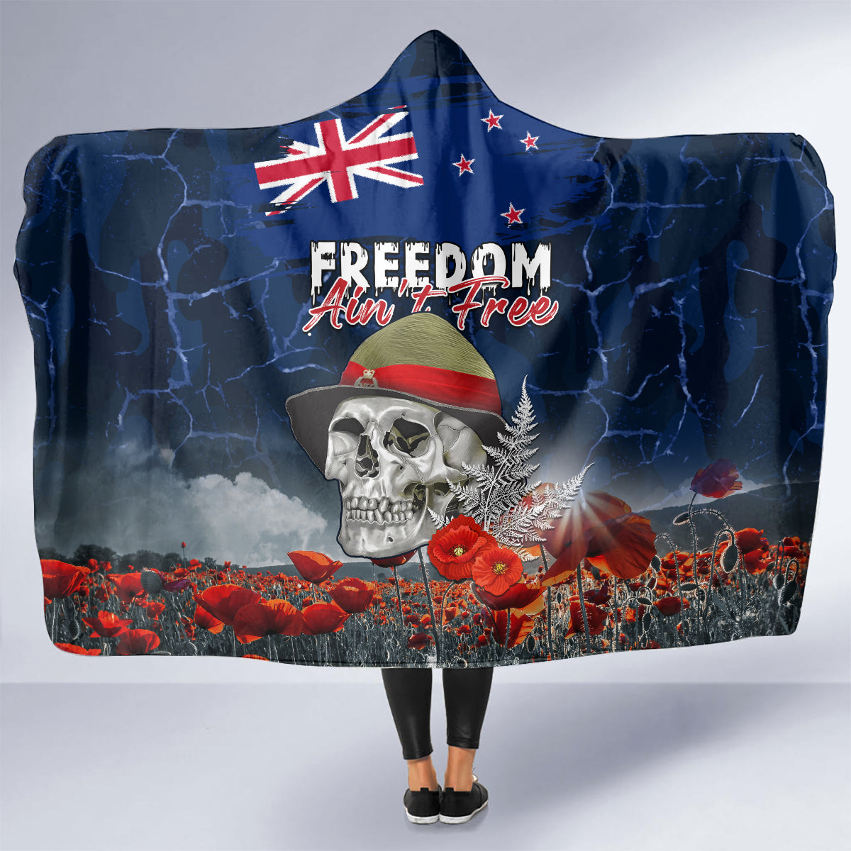 New Zealand ANZAC Day Hooded Blanket Freedom Ain't Free LT05 - Polynesian Pride