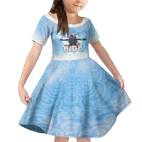 New Zealand Sky Diving Family Matching Mermaid Dress and Hawaiian Shirt Lets Get High LT05 Daughter's Dress Blue - Polynesian Pride