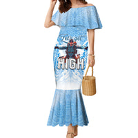 New Zealand Sky Diving Family Matching Mermaid Dress and Hawaiian Shirt Lets Get High LT05 Mom's Dress Blue - Polynesian Pride