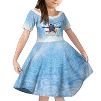New Zealand Sky Diving Family Matching Tank Maxi Dress and Hawaiian Shirt Lets Get High LT05 Daughter's Dress Blue - Polynesian Pride