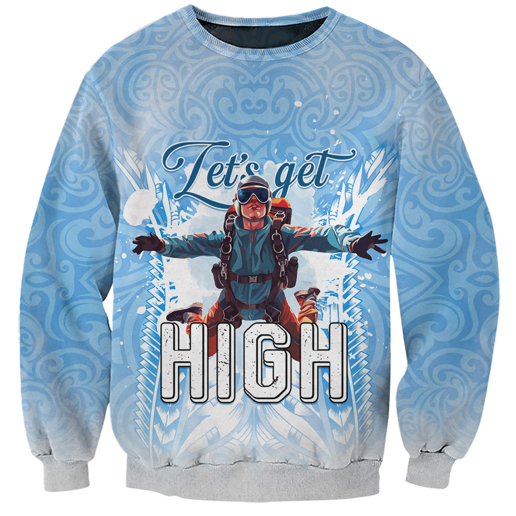 New Zealand Sky Diving Sweatshirt Lets Get High LT05 Unisex Blue - Polynesian Pride