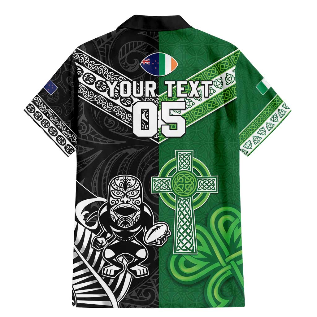 New Zealand And Ireland Rugby Custom Family Matching Mermaid Dress and Hawaiian Shirt Maori Tiki With Shamrock LT05 - Polynesian Pride