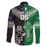 New Zealand And Ireland Rugby Custom Family Matching Mermaid Dress and Hawaiian Shirt Maori Tiki With Shamrock LT05 - Polynesian Pride