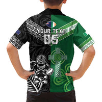 New Zealand And Ireland Rugby Custom Family Matching Puletasi and Hawaiian Shirt Maori Tiki With Shamrock LT05 - Polynesian Pride