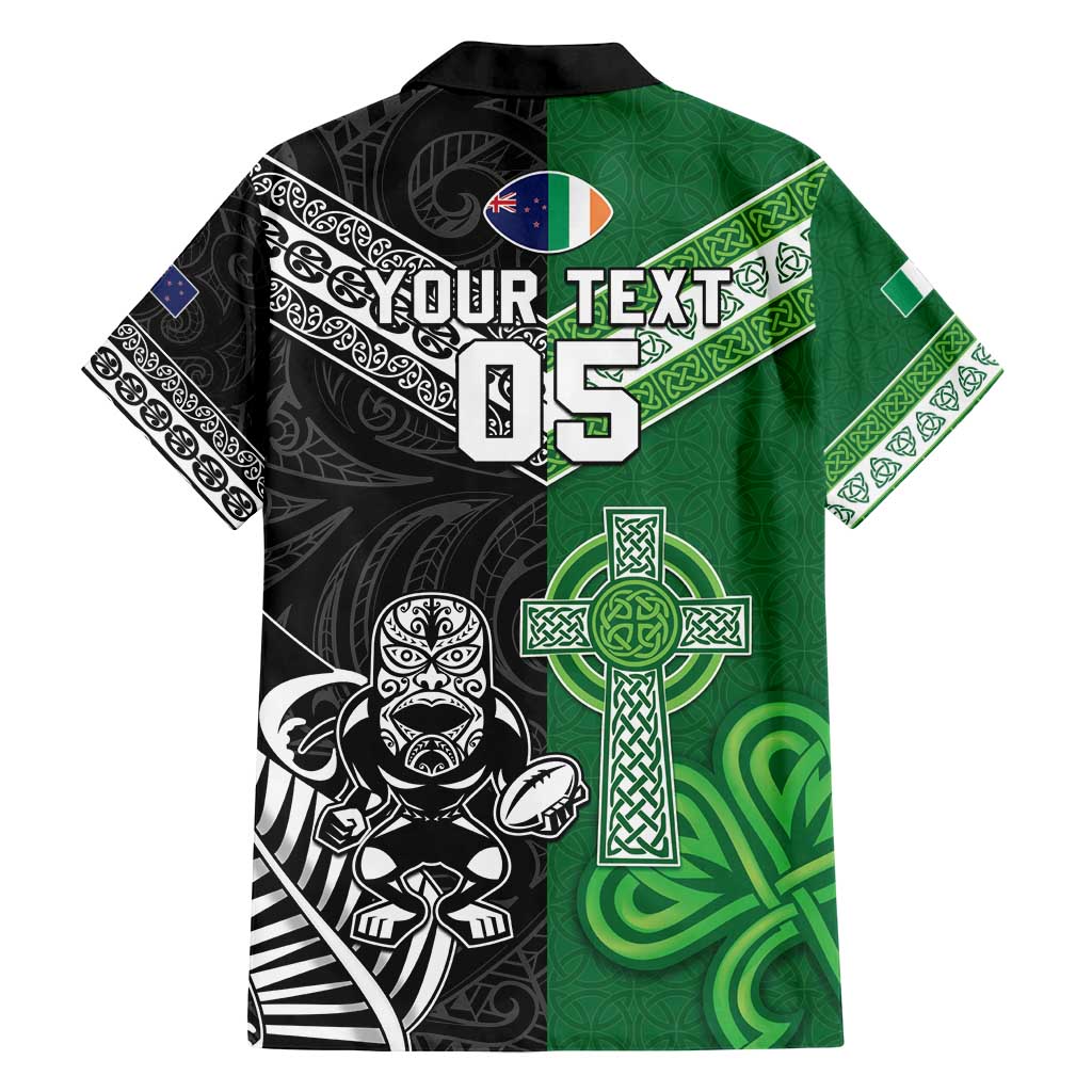 New Zealand And Ireland Rugby Custom Family Matching Puletasi and Hawaiian Shirt Maori Tiki With Shamrock LT05 - Polynesian Pride