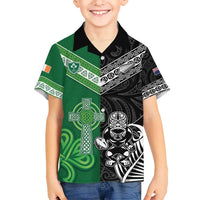 New Zealand And Ireland Rugby Custom Hawaiian Shirt Maori Tiki With Shamrock