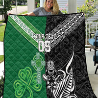New Zealand And Ireland Rugby Custom Quilt Maori Tiki With Shamrock