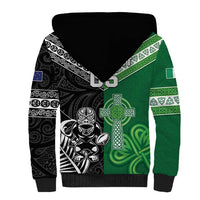 New Zealand And Ireland Rugby Custom Sherpa Hoodie Maori Tiki With Shamrock LT05 - Polynesian Pride