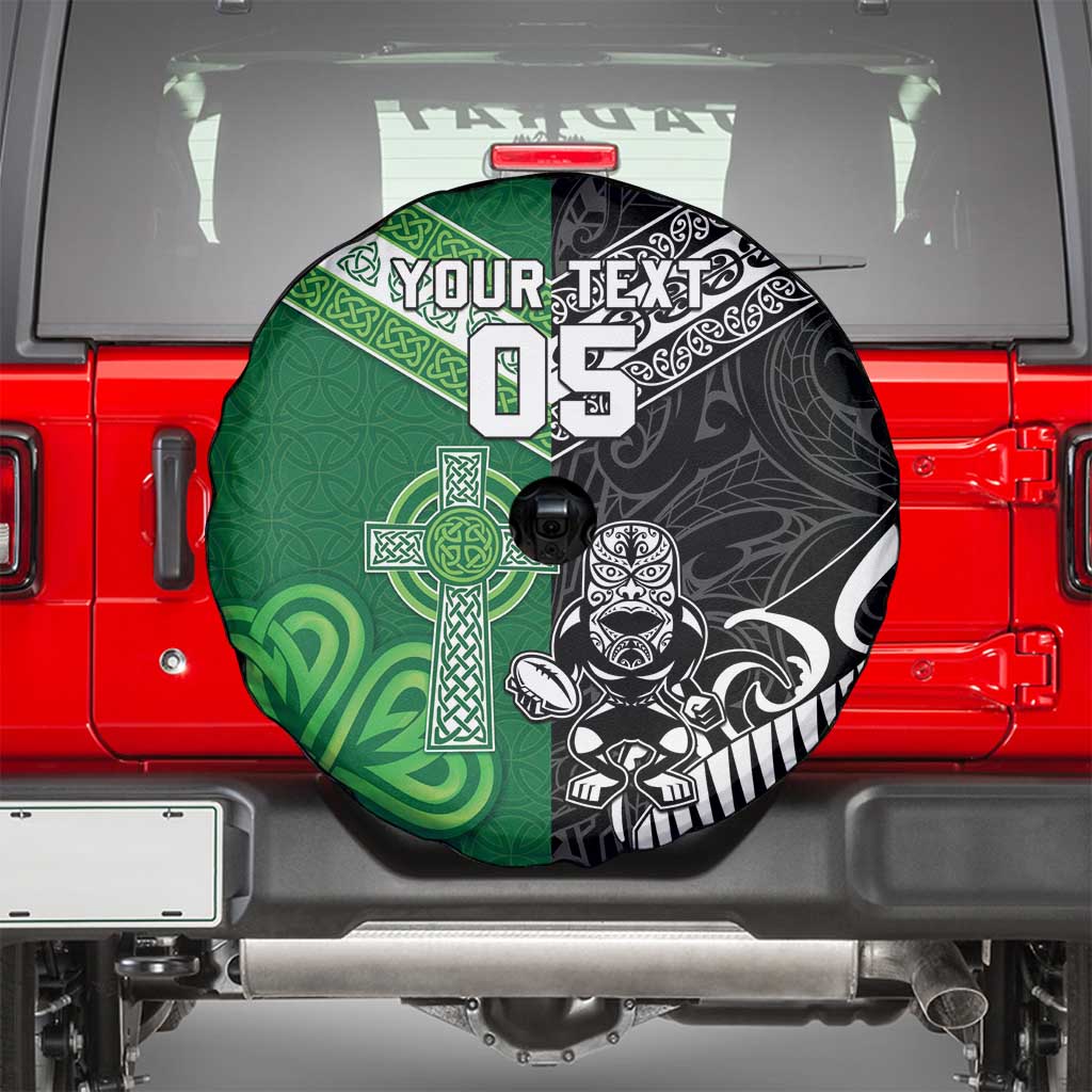 New Zealand And Ireland Rugby Custom Spare Tire Cover Maori Tiki With Shamrock LT05 - Polynesian Pride