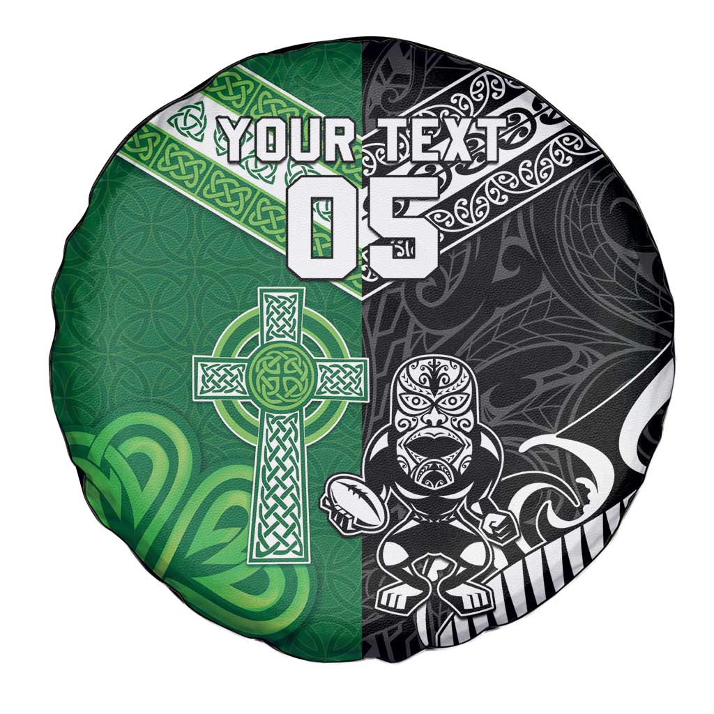 New Zealand And Ireland Rugby Custom Spare Tire Cover Maori Tiki With Shamrock LT05 - Polynesian Pride