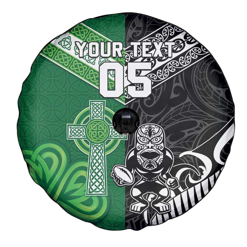 New Zealand And Ireland Rugby Custom Spare Tire Cover Maori Tiki With Shamrock LT05 - Polynesian Pride