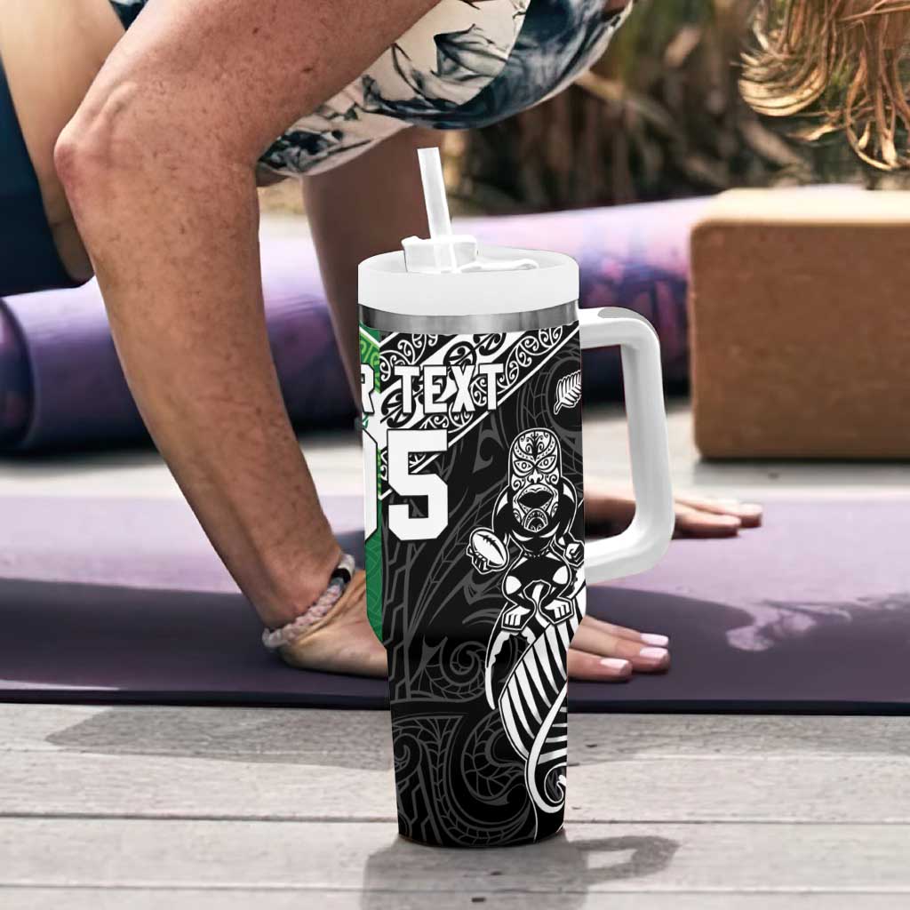 New Zealand And Ireland Rugby Custom Tumbler With Handle Maori Tiki With Shamrock