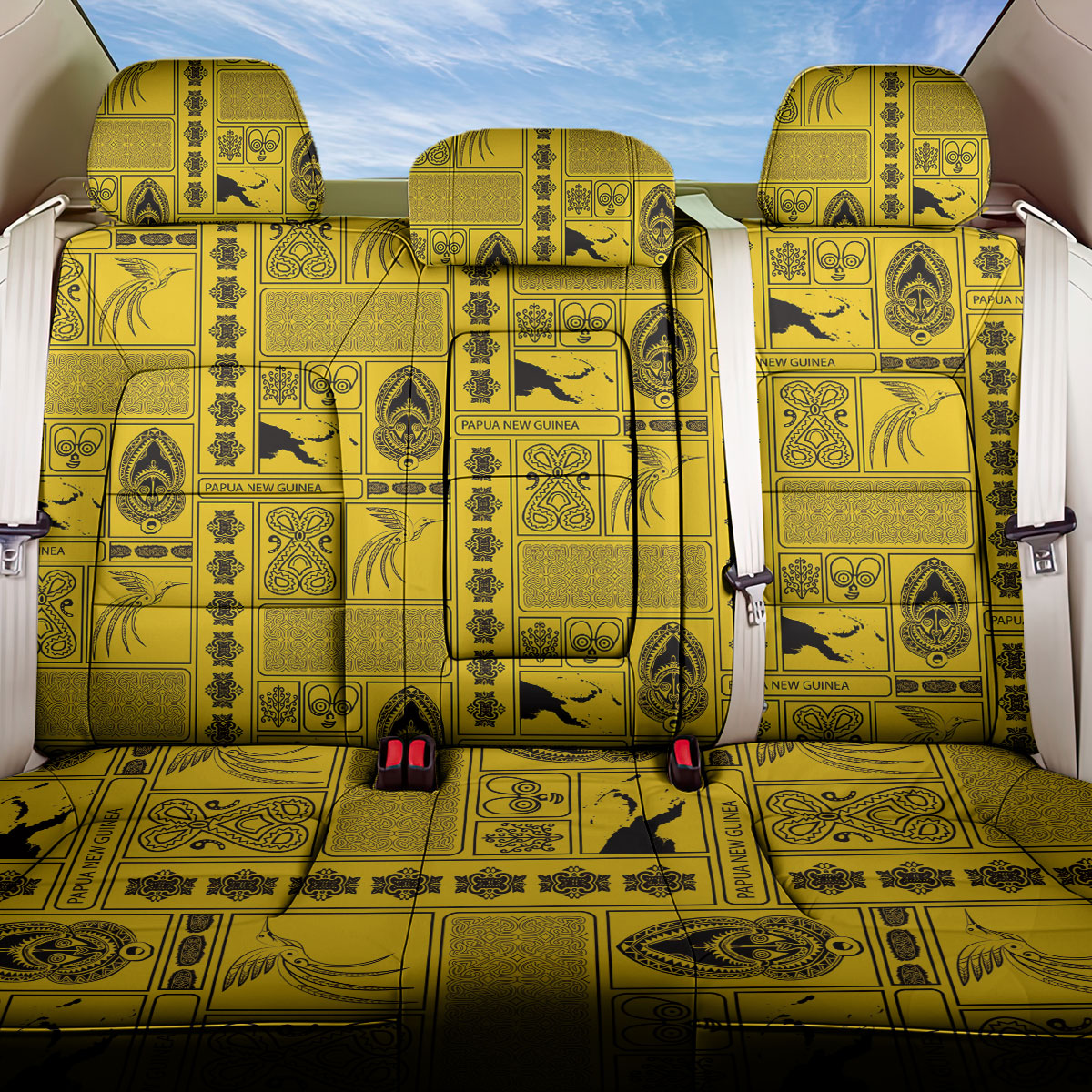 Papua New Guinea Heritage Motif Back Car Seat Cover Yellow Version