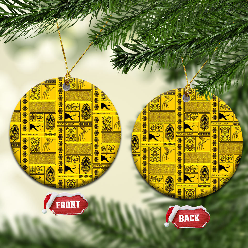 Papua New Guinea Heritage Motif Ceramic Ornament Yellow Version LT05 Circle Yellow - Polynesian Pride