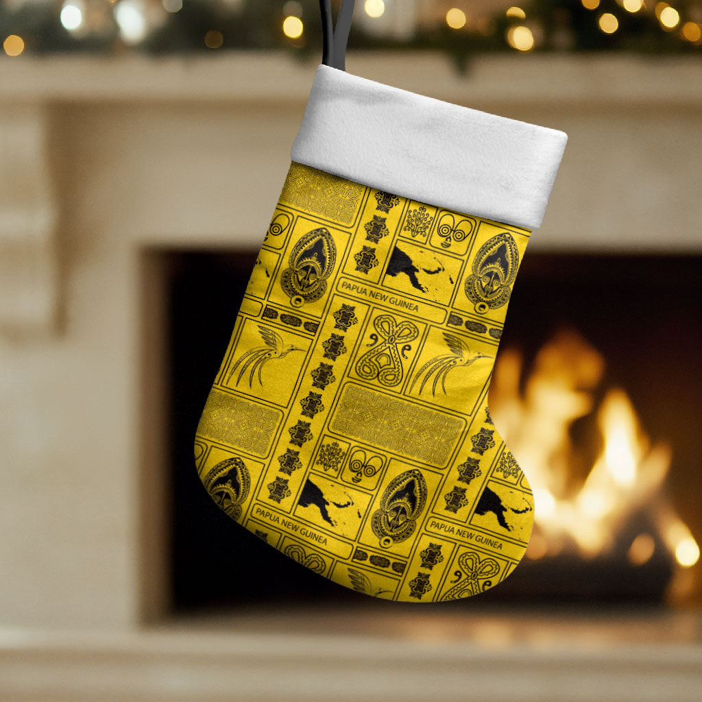 Papua New Guinea Heritage Motif Christmas Stocking Yellow Version LT05 Set of 2 Yellow - Polynesian Pride