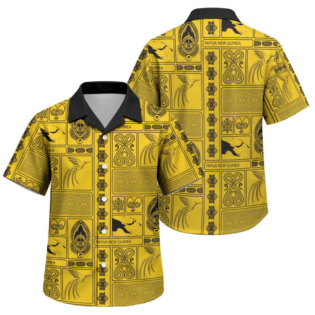 Papua New Guinea Heritage Motif Family Matching Summer Maxi Dress and Hawaiian Shirt Yellow Version LT05 Son's Shirt Yellow - Polynesian Pride