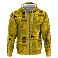 Papua New Guinea Heritage Motif Hoodie Yellow Version LT05 Zip Hoodie Yellow - Polynesian Pride