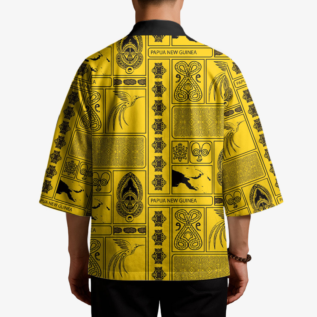 Papua New Guinea Heritage Motif Kimono Yellow Version LT05 - Polynesian Pride