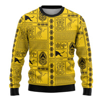 Papua New Guinea Heritage Motif Ugly Christmas Sweater Yellow Version LT05 - Polynesian Pride
