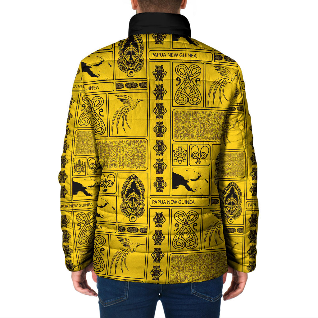 Papua New Guinea Heritage Motif Padded Jacket Yellow Version