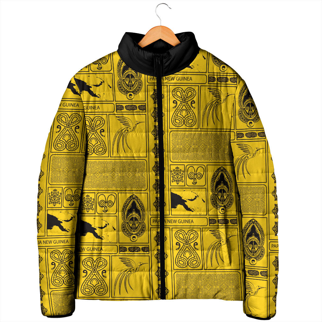 Papua New Guinea Heritage Motif Padded Jacket Yellow Version