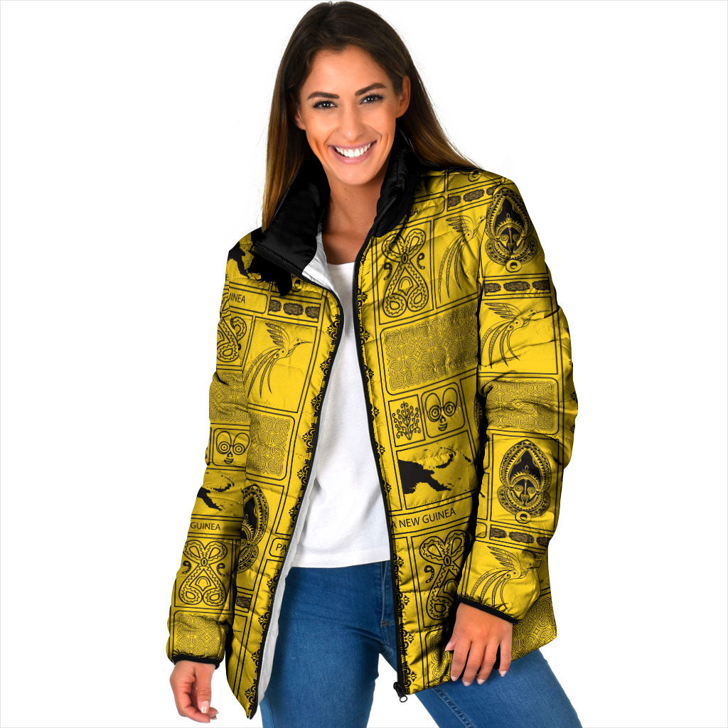 Papua New Guinea Heritage Motif Padded Jacket Yellow Version