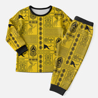 Papua New Guinea Heritage Motif Christmas Pajama Set Yellow Version LT05 Men Yellow - Polynesian Pride