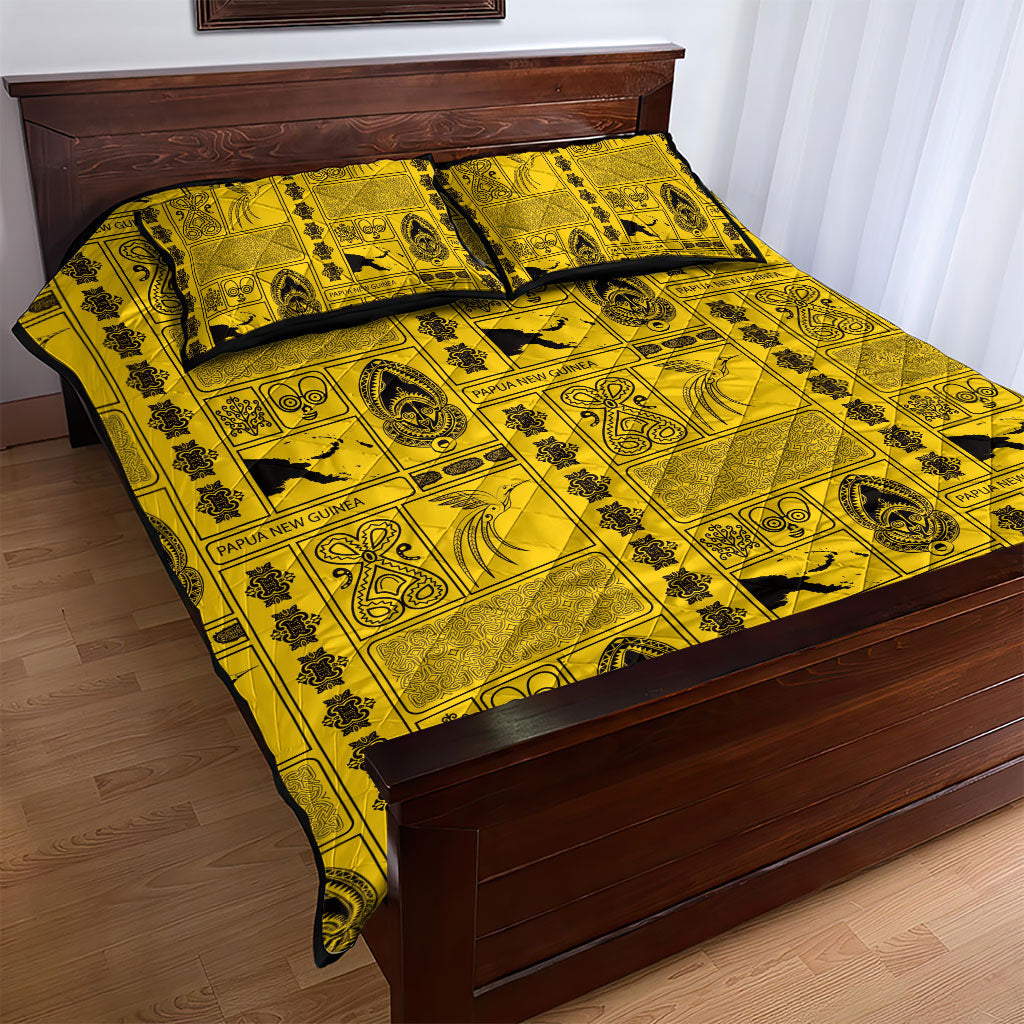 Papua New Guinea Heritage Motif Quilt Bed Set Yellow Version LT05 - Polynesian Pride